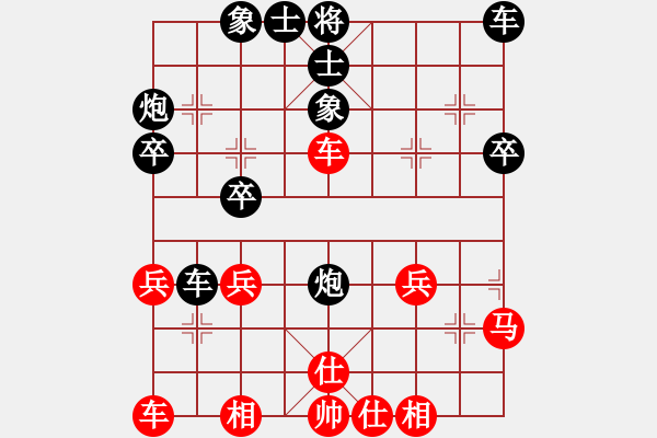 象棋棋譜圖片：應(yīng)守不當(dāng) 轉(zhuǎn)眼落網(wǎng)：Q2128032[紅] -VS- 偏鋒炮王[黑] - 步數(shù)：30 