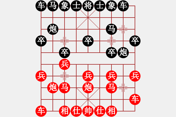 象棋棋譜圖片：中炮橫車七路馬對進左馬左炮巡河 - 步數(shù)：10 