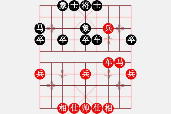 象棋棋谱图片：和三棋(6段)-和-林州之星(月将) - 步数：40 