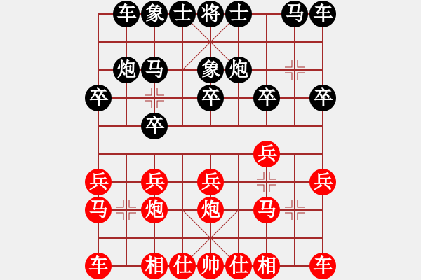 象棋棋譜圖片：中炮三兵緩開車對反攻馬和棋譜 - 步數(shù)：10 