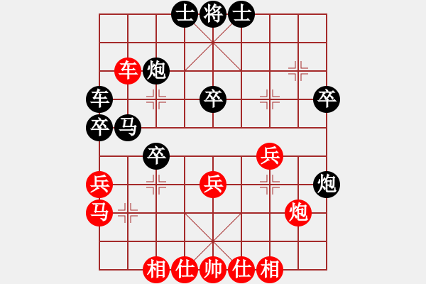 象棋棋譜圖片：飛云戰(zhàn)神(天罡)-勝-紅兒(無極)五七炮互進三兵對屏風(fēng)馬邊卒右馬外盤河 紅左橫車對黑飛右象 - 步數(shù)：40 