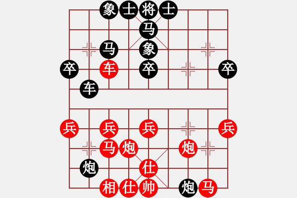 象棋棋譜圖片：中炮巡河車對(duì)屏風(fēng)馬進(jìn)3卒 （紅車七平三）   倚天風(fēng)云(5段)-負(fù)-霉國制造四(6段) - 步數(shù)：30 