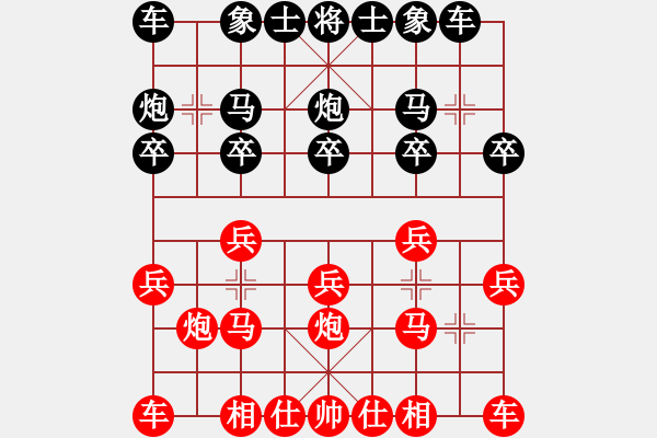 象棋棋譜圖片：沙漠雄鷹(月將)-和-劍十三(日帥) 順炮緩開車對直車 - 步數(shù)：10 