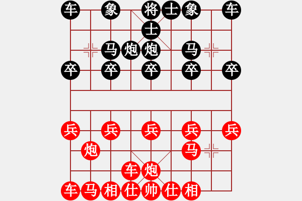 象棋棋譜圖片：得先窩心炮被補(bǔ)士角炮局3 - 步數(shù)：10 