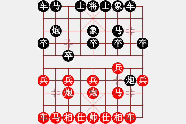 象棋棋譜圖片：布衣心禪[紅] -VS- ゞ☆ 第⑦防區(qū)[黑]（紅先勝） 對兵轉(zhuǎn)兵底炮 - 步數(shù)：10 