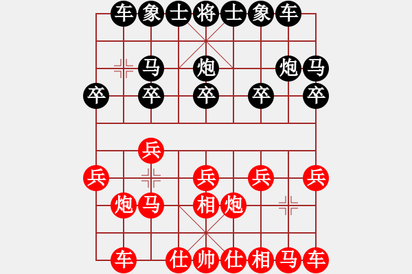 象棋棋譜圖片：20180505 后勝劉依倫 反向飛相對左中炮 紅兵三進(jìn)一 炮八平六 馬八進(jìn)七 - 步數(shù)：10 