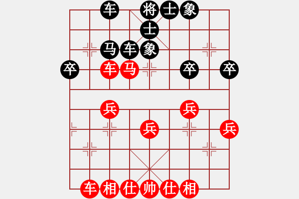 象棋棋譜圖片：順炮直車黑緩開車進3卒左橫車（旋風勝巫師業(yè)余級） - 步數(shù)：40 