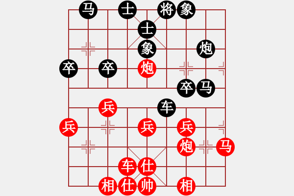 象棋棋譜圖片：壓倒多數(shù)(3段)-勝-龍嘯九天(6段)五七炮互進三兵對屏風(fēng)馬邊卒右馬外盤河 紅左橫車右車巡河對黑飛左 - 步數(shù)：30 