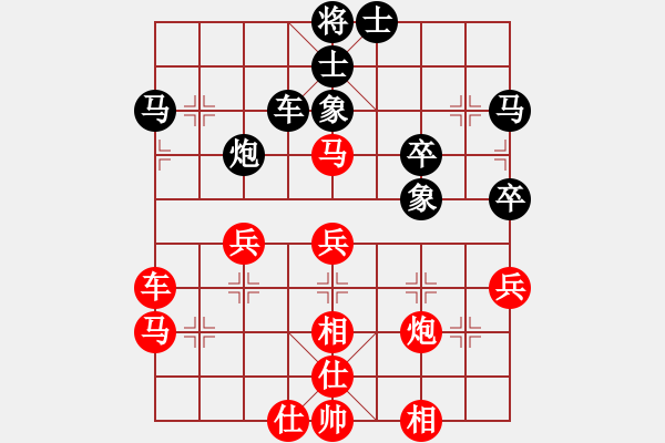 象棋棋譜圖片：中炮三兵飛馬奔槽對(duì)屏風(fēng)馬補(bǔ)右士分析 - 步數(shù)：57 