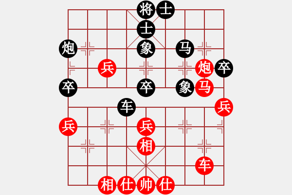 象棋棋譜圖片：斗城(4段)-和-力劈華山(4段)中炮過河車七路馬對(duì)屏風(fēng)馬兩頭蛇 紅左橫車兌七兵對(duì)黑高右炮 - 步數(shù)：60 