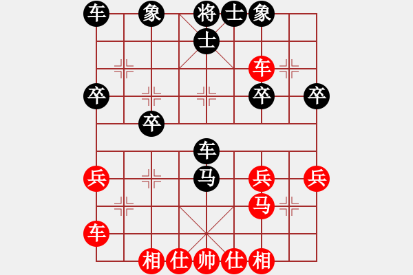 象棋棋譜圖片：8.21躍馬兌炮應(yīng)橫車夾頭馬局(亮點躍馬兌炮封9車同時明2車)，變化少容易和，紅易犯錯 - 步數(shù)：30 