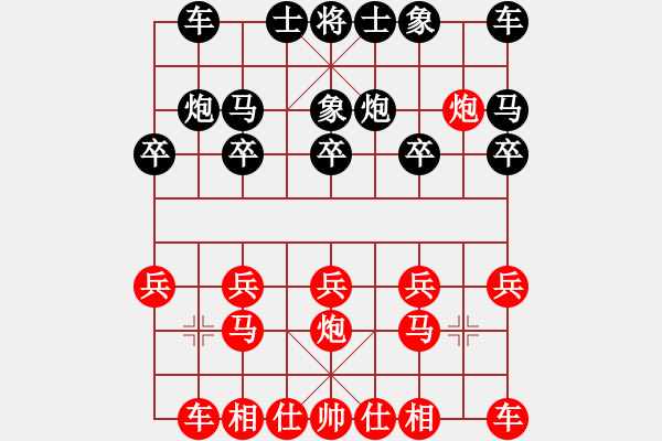 象棋棋譜圖片：中炮對右反宮馬（我先勝Q(mào)Q都尉） - 步數(shù)：10 