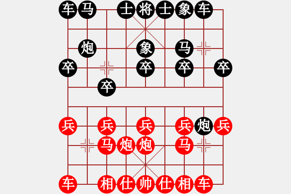 象棋棋譜圖片：B00 中炮局 PlayOK Game 10m 0s - 步數(shù)：10 