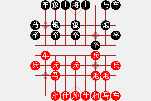 象棋棋譜圖片：右金鉤炮 對(duì) 左象 - 步數(shù)：10 