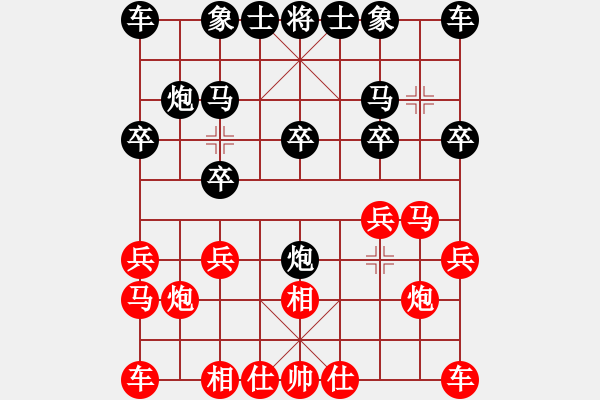 象棋棋譜圖片：cp123321[紅先負] -VS- 贏一盤實在難[黑] 對兵互進右馬局 - 步數：10 