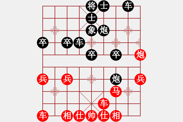 象棋棋譜圖片：(執(zhí)后)中炮橫車對屏風(fēng)馬 - 步數(shù)：30 