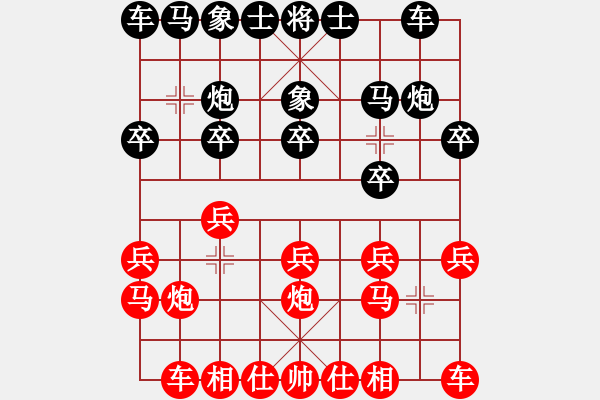 象棋棋譜圖片：仙人指路轉(zhuǎn)左中炮對卒底炮飛右象 紅右邊馬 楊思遠(yuǎn)先負(fù)莫梓健 - 步數(shù)：10 