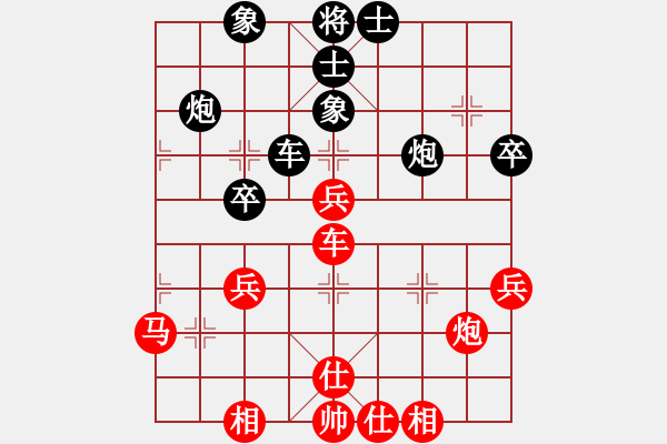 象棋棋譜圖片：五七炮進(jìn)三兵對(duì)屏風(fēng)馬挺邊卒（紅優(yōu)） - 步數(shù)：47 