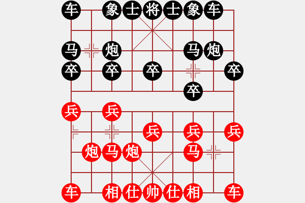 象棋棋譜圖片：2018.9.24.9好友十分鐘后勝張慶峰過宮炮進七兵.pgn - 步數：10 