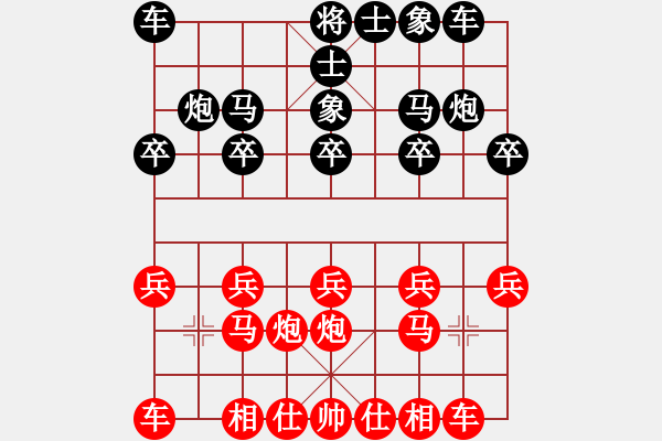 象棋棋譜圖片：中炮對屏風(fēng)馬 誘敵棄馬雙車脅士 云霄【黑】勝 棋友 - 步數(shù)：10 