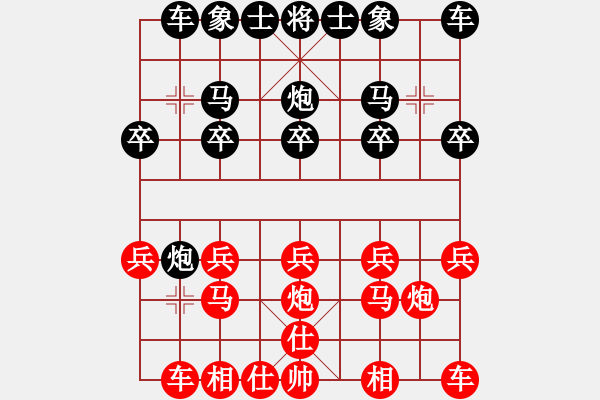 象棋棋譜圖片：逃馬丟馬 全線崩潰：灑家灑家后[紅] -VS- 偏鋒炮王[黑] - 步數(shù)：10 