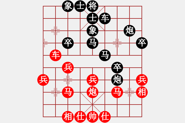 象棋棋譜圖片：林中鳥(niǎo)(9段)-負(fù)-差軟加差機(jī)(3段)中炮過(guò)河車(chē)互進(jìn)七兵對(duì)屏風(fēng)馬飛象 - 步數(shù)：30 