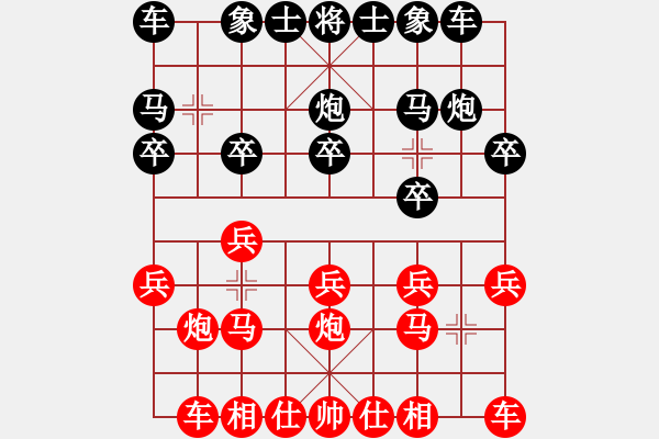 象棋棋譜圖片：星海－昶瑜 先勝 aa2433 中炮緩開車對屏風馬 - 步數(shù)：10 