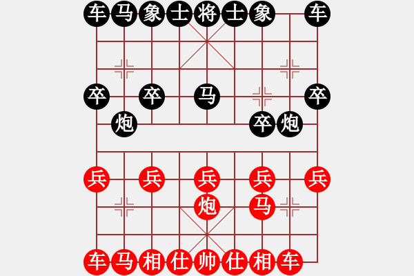 象棋棋谱图片：左瀛 先和 张丛嘉 2008 10 11 - 步数：10 