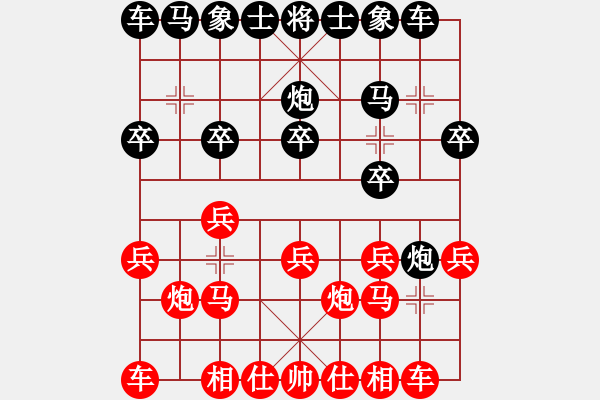 象棋棋譜圖片：1293局 A54- 仕角炮對進７卒-小蟲引擎23層 (先和) BugChess Plus 19- - 步數(shù)：10 