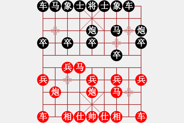 象棋棋谱图片：第3节 黑挺7卒 红其它变例 第91局 红跃马盘河式 - 步数：10 