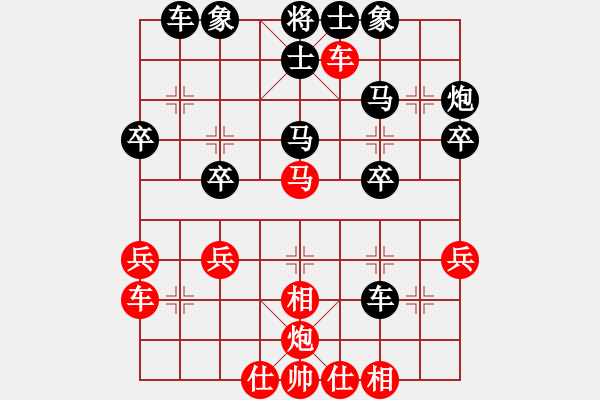 象棋棋譜圖片：雨林1號(hào)[紅] -VS- bbboy002[黑] - 步數(shù)：30 