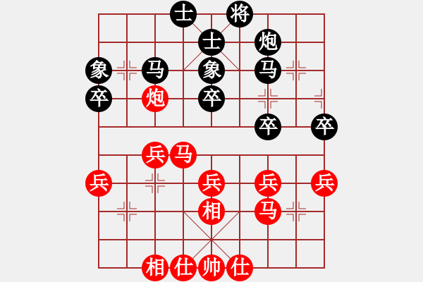 象棋棋谱图片：广东吕钦 (和) 南方棋院黄海林 (1998.12.18于深圳) - 步数：40 
