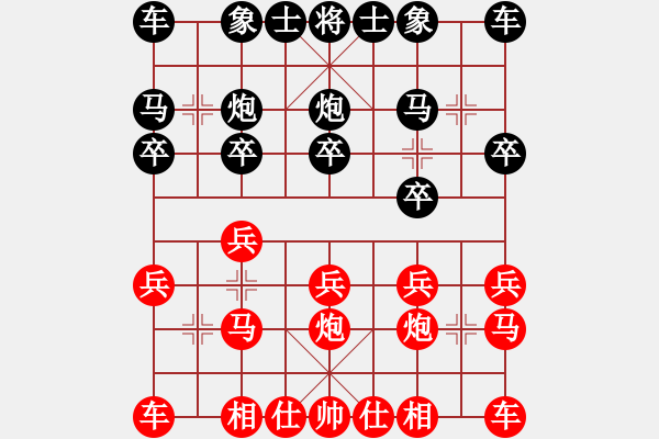 象棋棋谱图片：男子组 2-2 安徽 李安丰 红先和 浙江 袁健翔 - 步数：10 