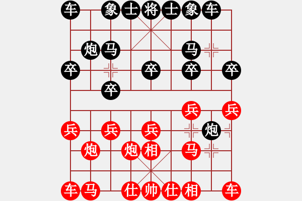 象棋棋譜圖片：wangdijiang紅負(fù)葬心【過(guò)宮炮對(duì)進(jìn)左馬】 - 步數(shù)：10 