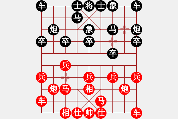 象棋棋譜圖片：農(nóng)對(duì)兵局?。。?！的復(fù)雜變 勝機(jī)變 顛覆過(guò)去中卒保全理念 亂中取勝 - 步數(shù)：10 