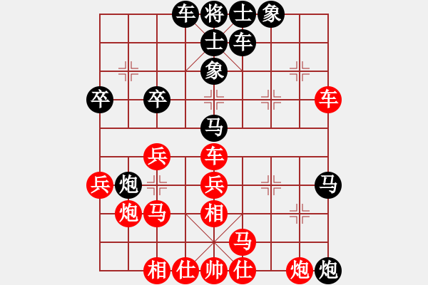 象棋棋譜圖片：農(nóng)對(duì)兵局！?。?！的復(fù)雜變 勝機(jī)變 顛覆過(guò)去中卒保全理念 亂中取勝 - 步數(shù)：36 