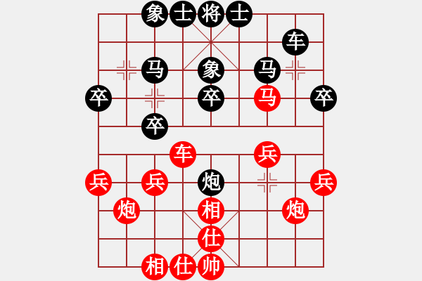 象棋棋譜圖片：起馬對(duì)挺卒黑跳右馬（旋風(fēng)12層先勝巫師專(zhuān)業(yè)級(jí)） - 步數(shù)：30 