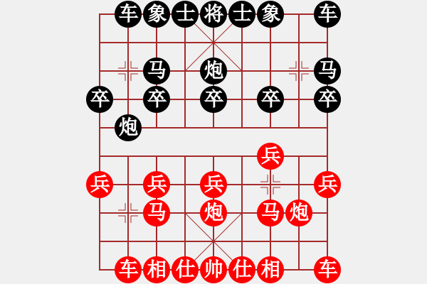 象棋棋譜圖片：中炮對(duì)黑左炮巡河（我先勝Q(mào)Q都尉） - 步數(shù)：10 