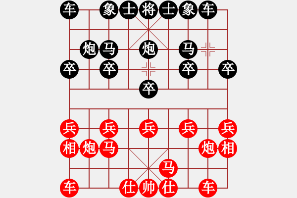 象棋棋譜圖片：謝寧云 布局研究 雙飛邊相拐角馬破左中炮直車 - 步數(shù)：10 