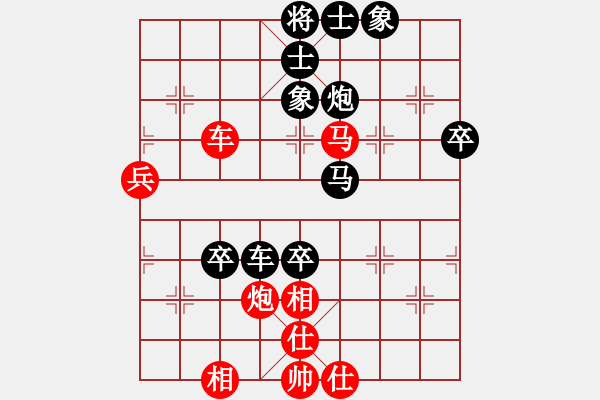 象棋棋譜圖片：北極新奇兵(9段)-和-當(dāng)愛已成米(9段)五六炮左邊馬對(duì)屏風(fēng)馬 黑進(jìn)７卒右直車右炮過河 - 步數(shù)：60 