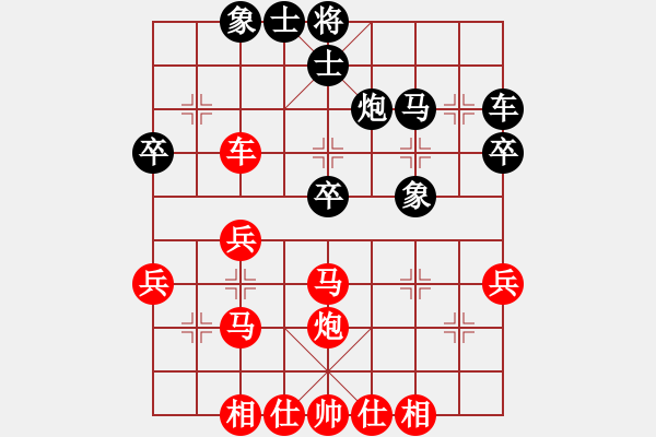 象棋棋譜圖片：中炮對(duì)反宮馬31，紅炮8平7（2） - 步數(shù)：40 