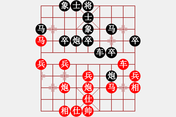 象棋棋譜圖片：177.五六炮進(jìn)七兵對(duì)反宮馬（84呂、胡胡） - 步數(shù)：30 