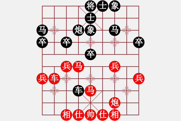 象棋棋譜圖片：葬心紅勝梁不敗qwe【順炮緩開(kāi)車(chē)對(duì)橫車(chē)】 - 步數(shù)：40 