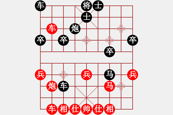 象棋棋譜圖片：QQ象棋對(duì)局 終非池中物 紅先勝 -VS- 小弈[492332701] 中炮過河車互進(jìn)七兵對(duì)屏風(fēng)馬 - 步數(shù)：30 