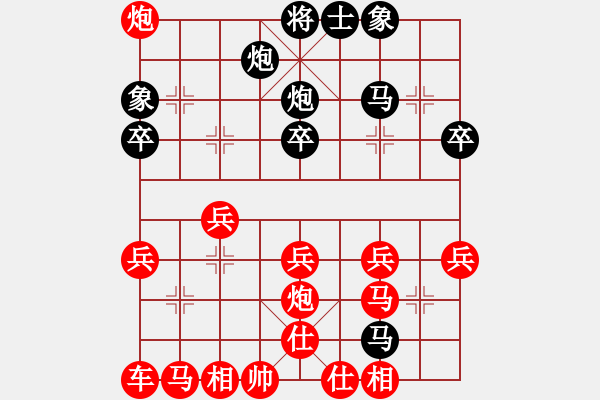 象棋棋譜圖片：順炮橫車應(yīng)直車過河（旋風(fēng)勝巫師業(yè)余級(jí)） - 步數(shù)：30 