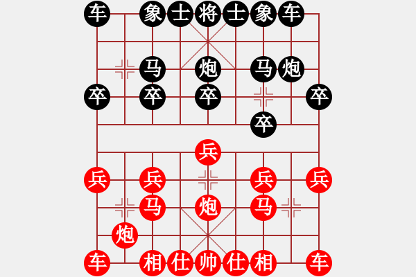 象棋棋譜圖片：中炮 對 三步虎 - 步數(shù)：10 