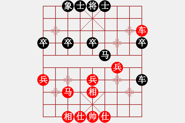 象棋棋譜圖片：哈密感瓜(6段)-和-迷于棋中(6段) - 步數(shù)：40 