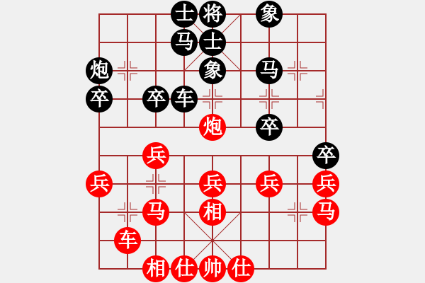 象棋棋譜圖片：紅玫瑰 [紅] -VS- 陜省二級棋士[黑] - 步數(shù)：30 