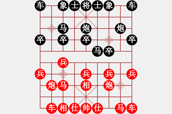 象棋棋谱图片：第24轮 2-3 河南 曹岩磊 红先和 山东 刘子健 - 步数：10 