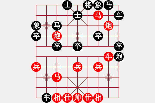 象棋棋譜圖片：1072局 A08- 邊兵局-小蟲引擎23層先勝業(yè)1-3 - 步數(shù)：30 